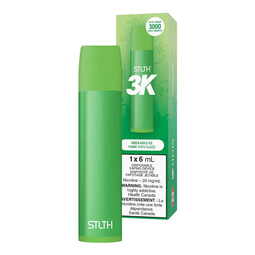 STLTH 3K - Green Apple Ice 2% / 5%  Jetable  xvape.ma Maroc.