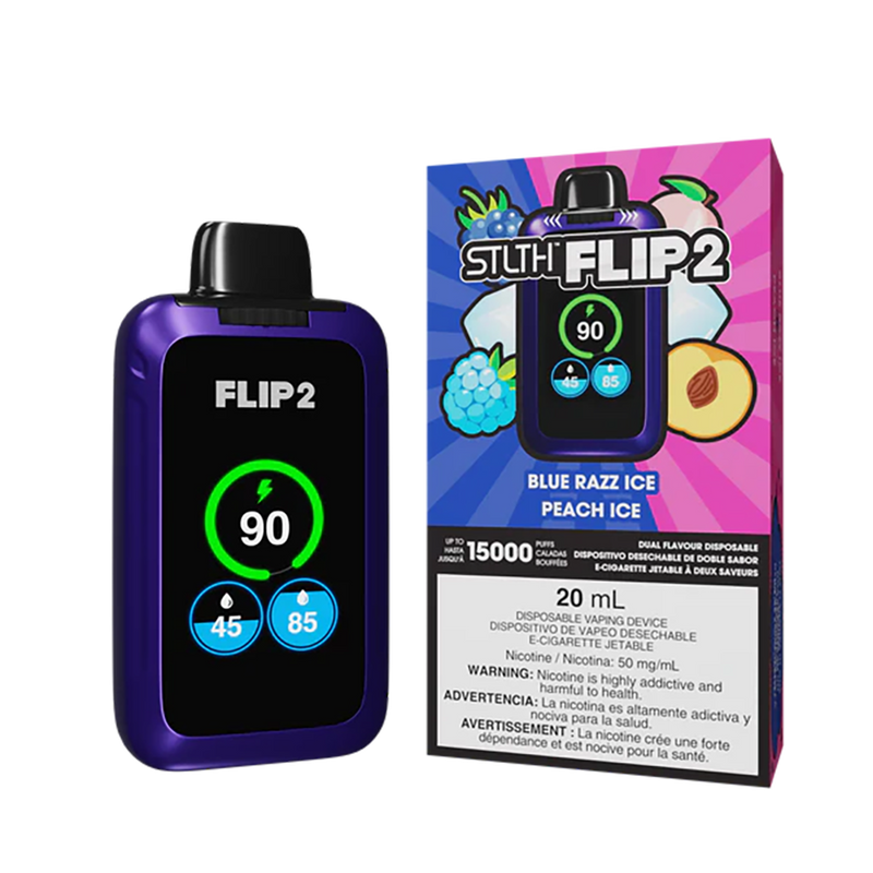 STLTH Flip 2 15K - Blue razz Ice - Peach Ice  Jetable  xvape.ma Maroc.