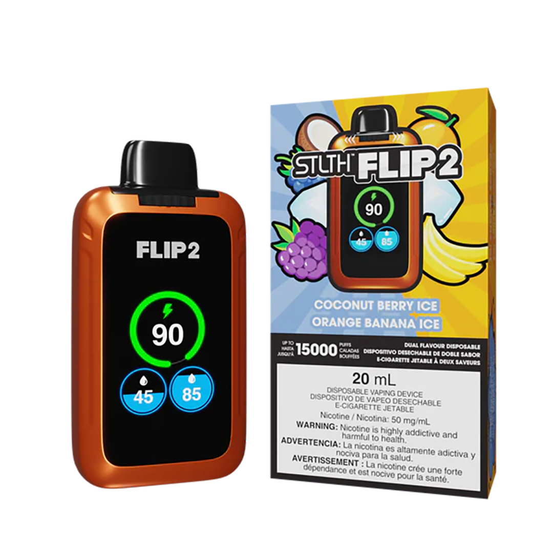 STLTH Flip 2 15K - Coconut Berry Ice - Orange Banana Ice  Jetable  xvape.ma Maroc.
