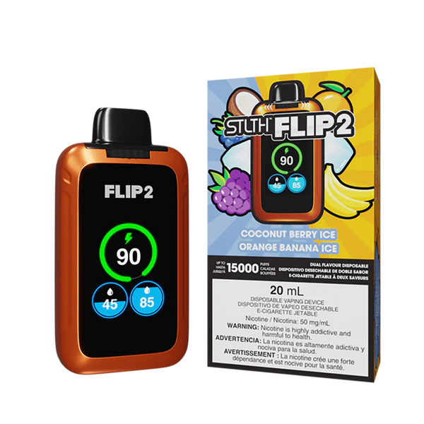 STLTH Flip 2 15K - Coconut Berry Ice - Orange Banana Ice  Jetable  xvape.ma Maroc.