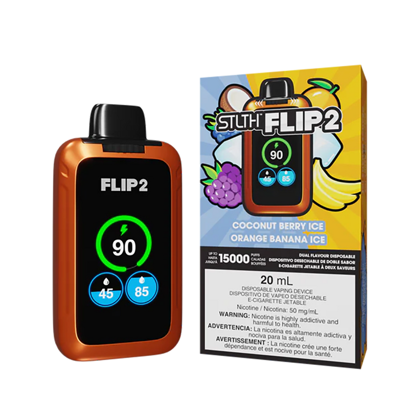 STLTH Flip 2 15K - Coconut Berry Ice - Orange Banana Ice  Jetable  xvape.ma Maroc.