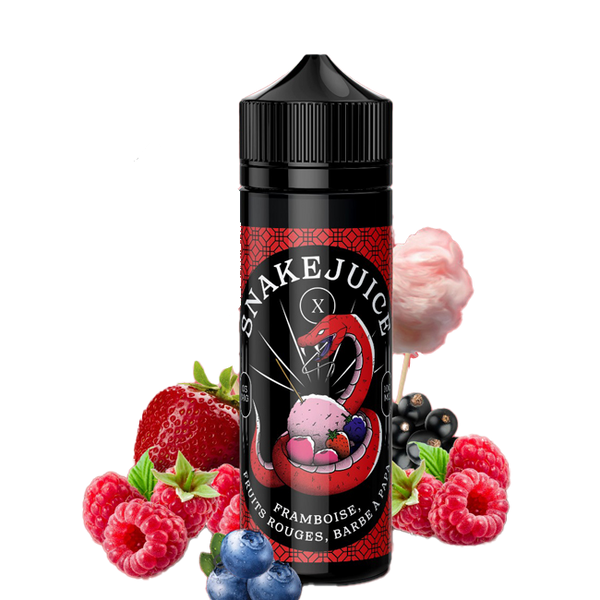 Snake Juice 100ml - Framboise Fruits Rouges Barbe A Papa - 3mg  E-liquide premium  xvape.ma Maroc.