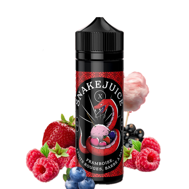 Snake Juice 100ml - Framboise Fruits Rouges Barbe A Papa - 3mg  E-liquide premium  xvape.ma Maroc.
