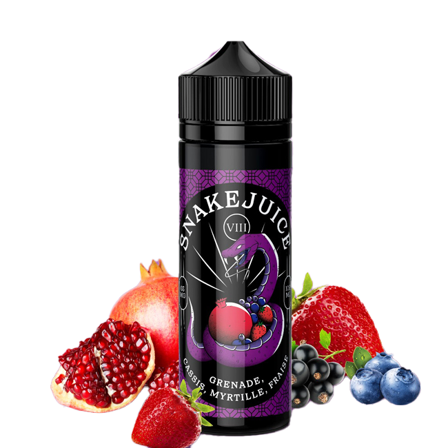 Snake Juice 100ml - Grenade Cassis Myrtille Fraise  - 3mg  E-liquide premium  xvape.ma Maroc.