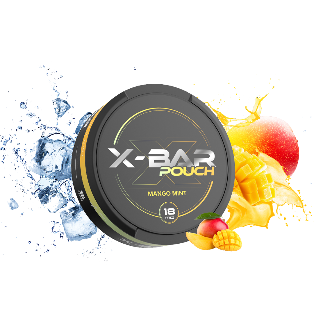 Snus x-bar Pouch Mango Mint 18mg  Nicotine Pouches  xvape.ma Maroc.