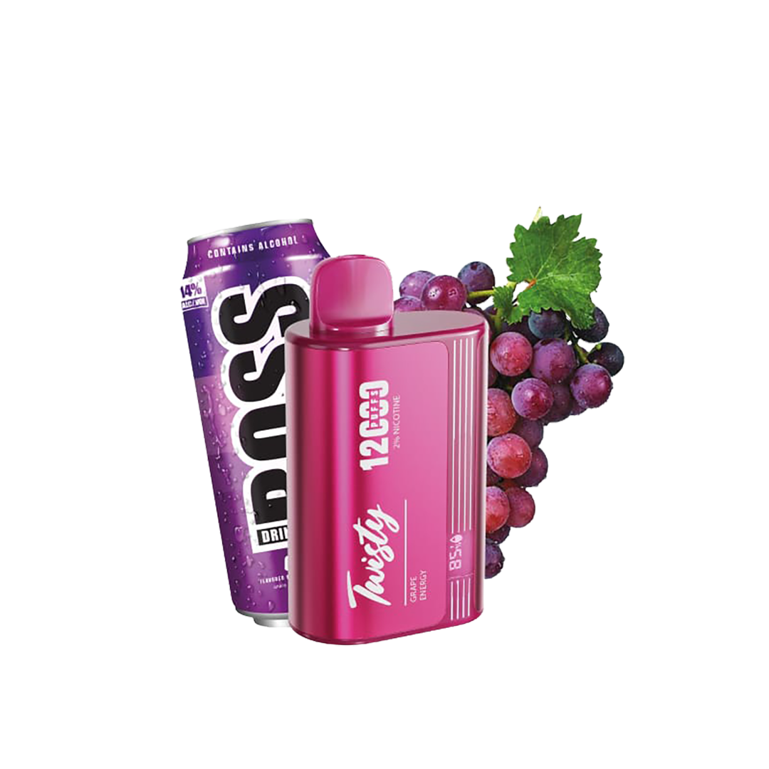 Twisty 12000 Puffs - Grape Energy - 2% / 5%  Jetable  xvape.ma Maroc.
