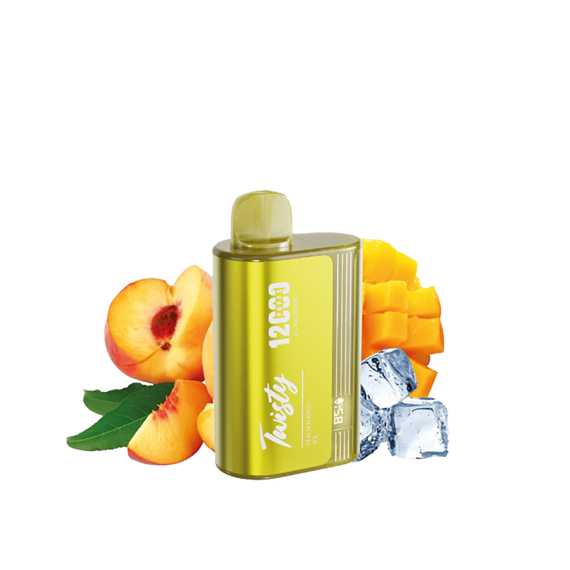 Twisty 12000 Puffs - Peach Mango Ice - 2% / 5%  Jetable  xvape.ma Maroc.