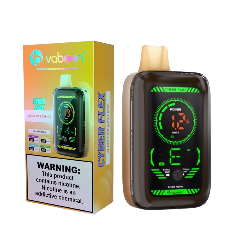 VABEEN Cyber Flex 25k - Juicy Peach Ice - 5%  Jetable  xvape.ma Maroc.
