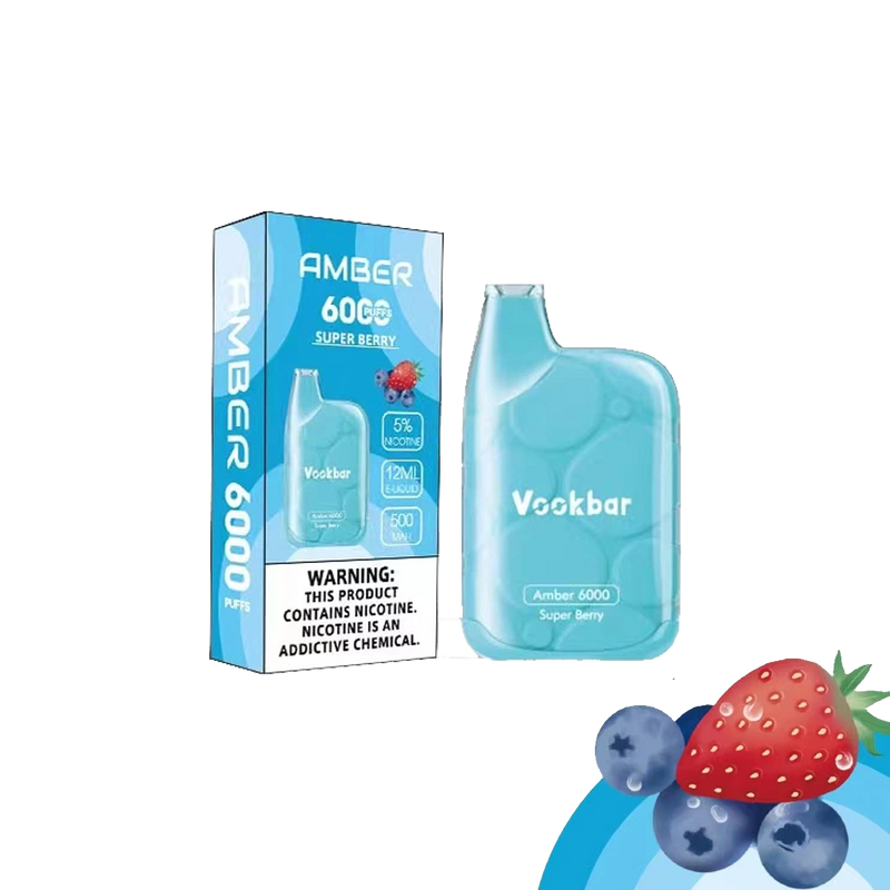 VOOKBAR Amber - Super Berry - 6000 Taffs 5%  Jetable  xvape.ma Maroc.