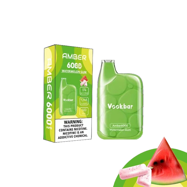 VOOKBAR Amber - Watermelon Gum - 6000 Taffs 5%  Jetable  xvape.ma Maroc.