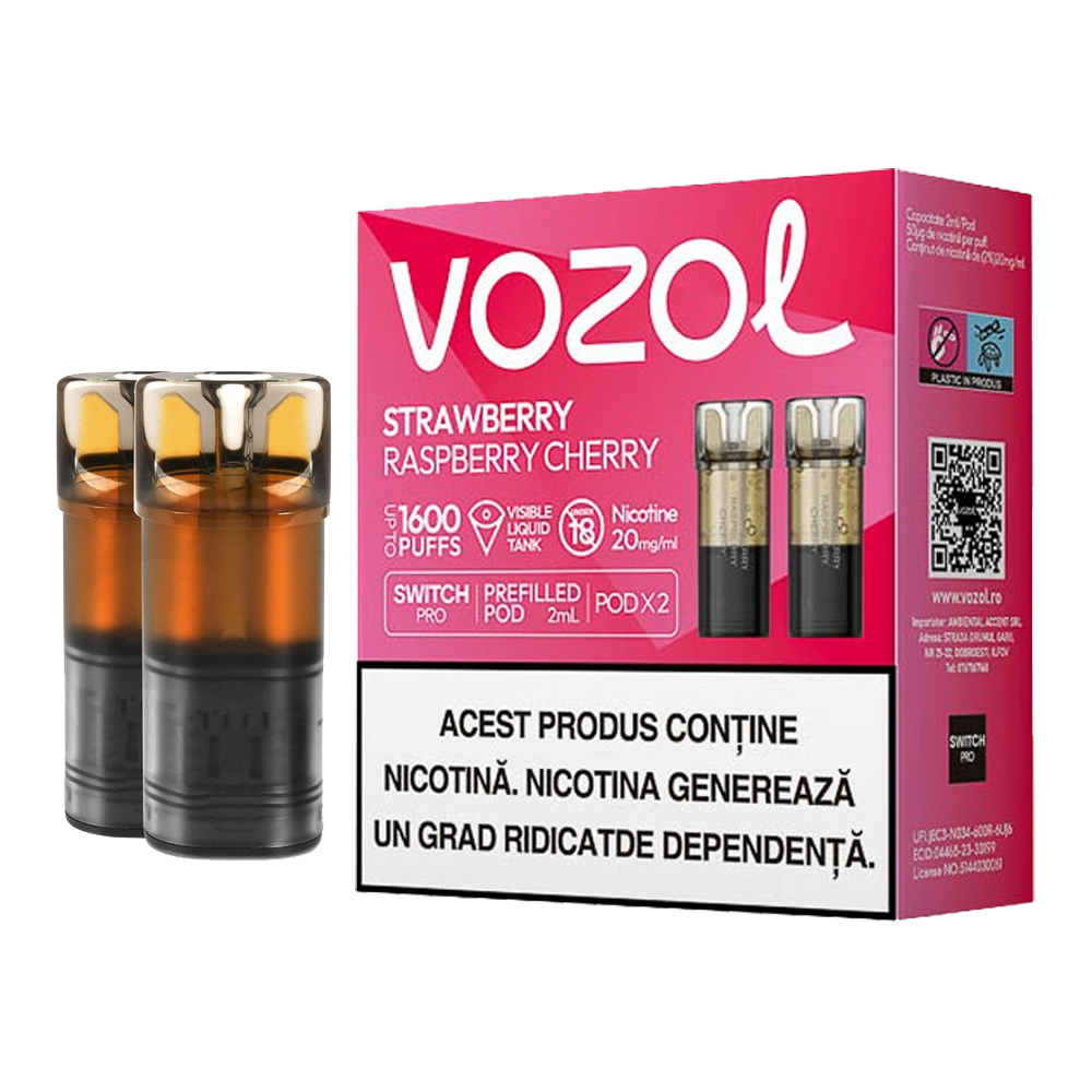 VOZOL Switch 700 Pod - Strawberry Raspberry Cherry  Cartouches Pré-Remplies  xvape.ma Maroc.