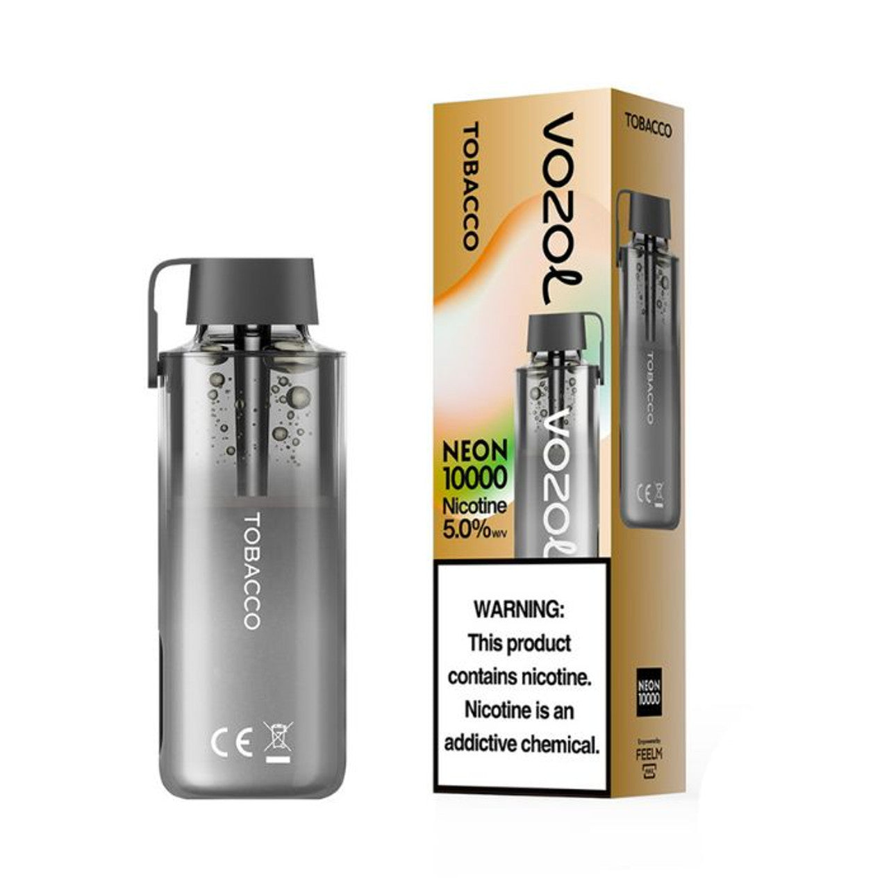 Vozol Neon 10000 Puffs - Tobacco- 5%  Jetable  xvape.ma Maroc.