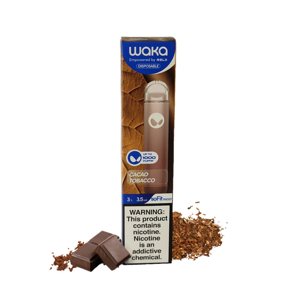 Waka - Cacao Tobacco - 1000 Taffs 3%  Jetable  xvape.ma Maroc.