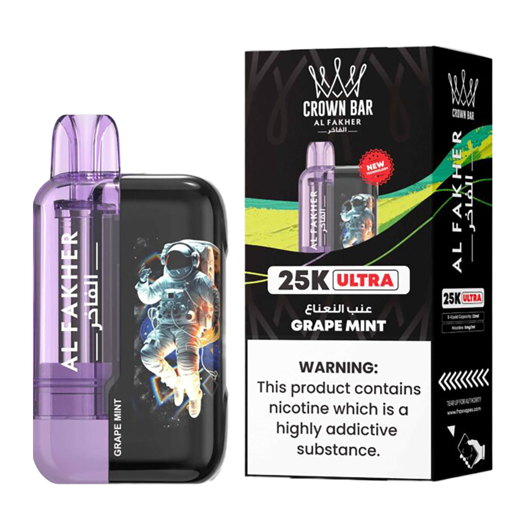 AL Fakher Crown Bar 25K puffs Ultra - Grape Mint - 5mg