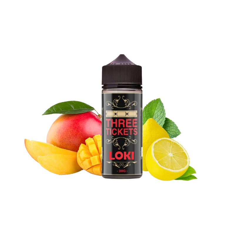 Three tickets Loki Mango Lemon 100ml  E-liquide premium  xvape.ma Maroc.