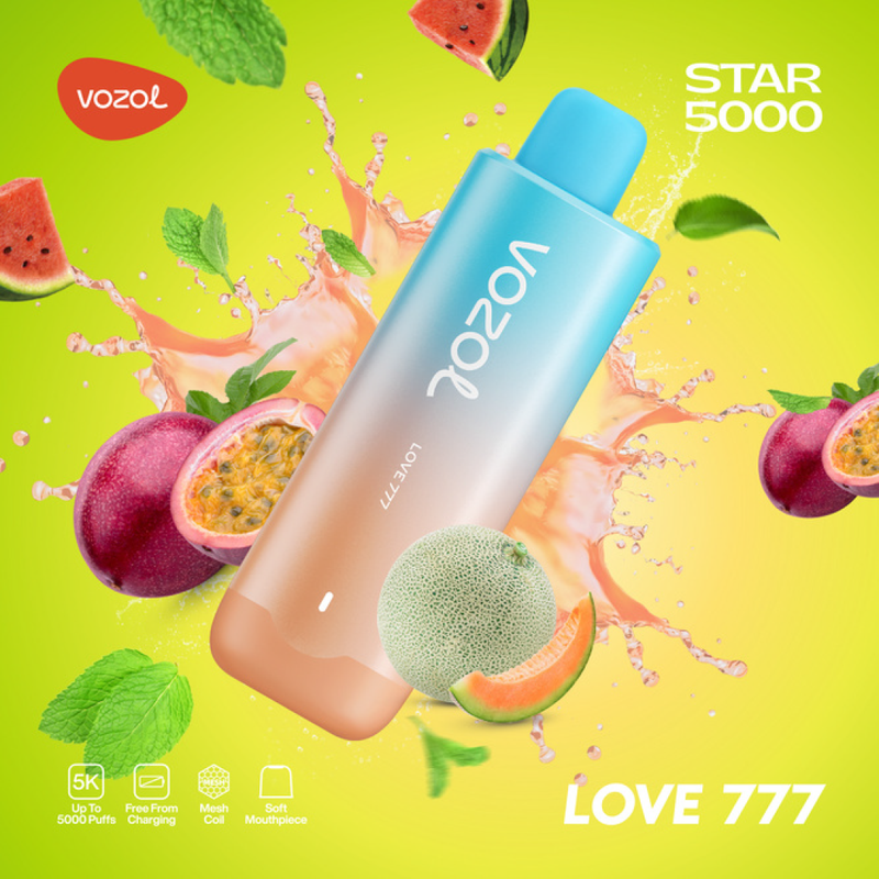 Vozol Star 5000 Puffs - Love 777 - 5%  Jetable  xvape.ma Maroc.