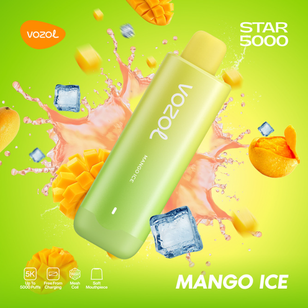 Vozol Star 5000 Puffs - Mango Ice - 5%  Jetable  xvape.ma Maroc.