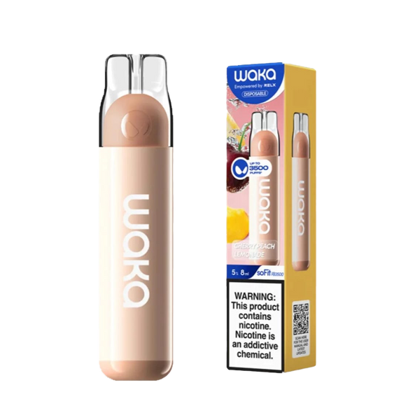 Waka - Cherry Peach Lemonade - 3500 Taffs 5%  Jetable  xvape.ma Maroc.